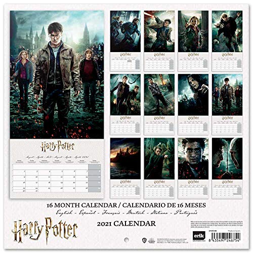 ERIK - Calendario de pared 2021 Harry Potter, Produco Oficial, 30x30 cm