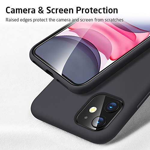 ESR Funda Blanda Compatible con iPhone 11, Carcasa de Silicona Líquida Suave con Agarre Cómodo y Protector de Pantalla y Cámara, Absorbe de los Golpes para iPhone 11 6,1”, Negro, Serie Yippee