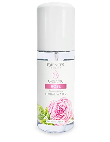 Essences Bulgaria Agua Floral Orgánica de Rosa de Damasco, 100% Natural, Máxima Calidad de Nuestra Propia Empresa Familiar, Spray Como Tónico Facial, Tónico Capilar etc. (140 ml)