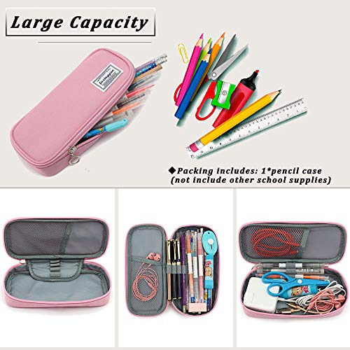 Estuche Escolar de Gran Capacidad, Estuches de Lápices de Gran Capacidad Estuche Organizador Portalapices Neceser Maquillaje para Niñas Niños Adolescentes Estudiantes Adultos -Rosado