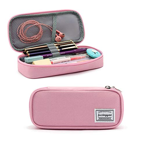 Estuche Escolar de Gran Capacidad, Estuches de Lápices de Gran Capacidad Estuche Organizador Portalapices Neceser Maquillaje para Niñas Niños Adolescentes Estudiantes Adultos -Rosado