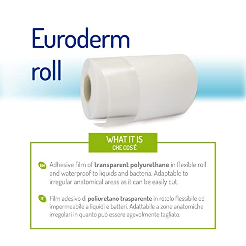 Euroderm Roll (m 10 x cm 15) Pelicula en Rollo Transparente Impermeable al Agua,Altamente Transpirable.