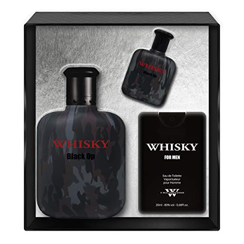 Evaflorparis Whisky Black Op Gift Box Eau de Toilette 100 Ml + Miniature 7.5 Ml + Travel Perfume 20 Ml Set Perfume Spray Men Perfume Evaflorparis 520 g