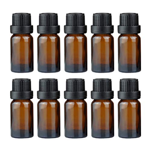 EXCEART 20 Piezas Mini Botella de Muestra de Perfume 10 Ml Frascos de Vidrio Vacíos Recargables Frasco Gotero Botella de Perfume de Aceite de Viaje para Aceites Esenciales Aromaterapia