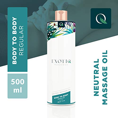 Exotiq Regular Cuerpo a Cuerpo Aceite Masaje (500ml - 17oz) - con un Efecto Nutritivo Masaje Íntimo - Perfecto para un Masaje de Cuerpo Completo; Duradero, Relaja los Musculos, Sin Olor