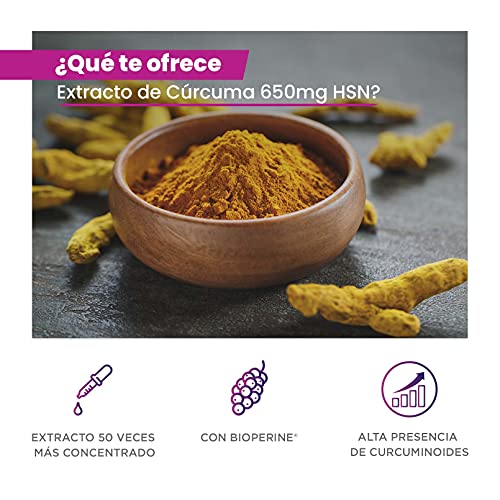 Extracto de Cúrcuma con Pimienta Negra de HSN | 32500mg Raíz de Curcuma | 95% de Curcuminoides | Extracto 50x Veces Más Concentrado | No-GMO, Vegano, Sin Gluten