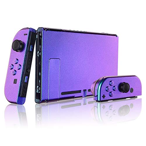 eXtremeRate Carcasa para Nintendo Switch,Funda Completa para Nintendo Switch Consola Joy-con Control Shell de Bricolaje reemplazable con Botón Completo (Camaleónica de Azul a Violeta)