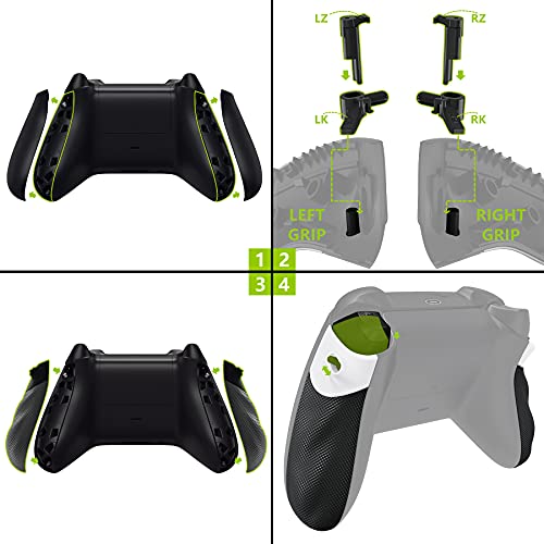 eXtremeRate Flexor Carcasa de Grip con Trigger Stop Kit para Xbox Series X/S Control Agarre de Goma Antideslizante Quickshot Gatillos Ergonómico para Xbox Core Mando-Diamante Textura(Blanco)