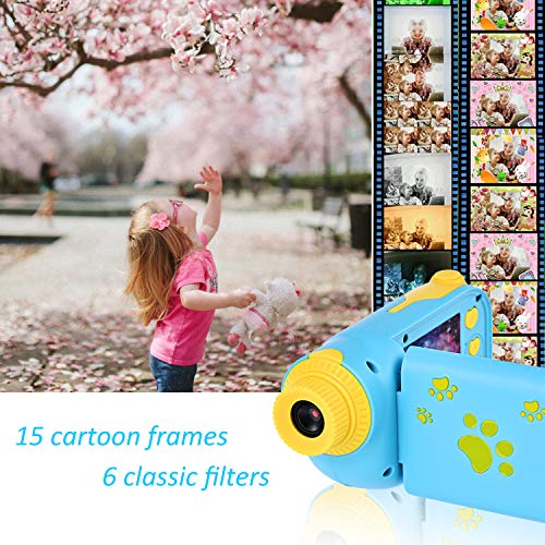 Faburo Cámara para niños para niños y niños, cámara de vídeo digital, cámara de juguete recargable de 2.4 pulgadas, tarjeta de memoria 32G, 1080P 12MP grabadora de vídeo para niños (azul)