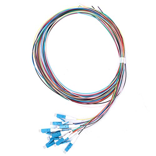 Fafeicy Pigtail de fibra óptica de 12 hilos LC/UPC Monomodo, Baja pérdida de inserción 1.5m 1310-1550nm, utilizado en LAN de fibra óptica