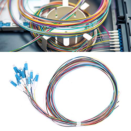 Fafeicy Pigtail de fibra óptica de 12 hilos LC/UPC Monomodo, Baja pérdida de inserción 1.5m 1310-1550nm, utilizado en LAN de fibra óptica