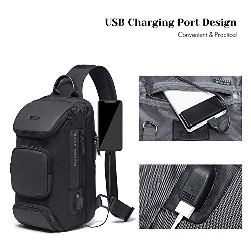 FANDARE Bolso Pecho Bolsos de Hombre y Pecho Negocio Sling Crossbody Bag Gran Capacidad Bolsos Cruzados Bandoleras Cruzada Mochilas y Bolsas de automoción Viaje Deportes Ciclismo Montañismo Negro