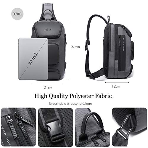 FANDARE Bolso Pecho Bolsos de Hombre y Pecho Negocio Sling Crossbody Bag Gran Capacidad Bolsos Cruzados Bandoleras Cruzada Mochilas y Bolsas de automoción Viaje Deportes Ciclismo Montañismo Negro