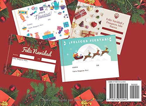 Feliz Navidad - Certificados de regalo: 20 vales de regalo para llenar y canjear- 4 ilustraciones - idea de regalo personalizada original para niños, mujeres, hombres