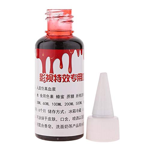 Fiesta de Halloween Sangre falsa Cicatrices de heridas realistas Maquillaje de fantasía de zombis Sangre falsa para teatro y disfraces(30ml)