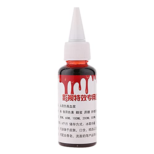 Fiesta de Halloween Sangre falsa Cicatrices de heridas realistas Maquillaje de fantasía de zombis Sangre falsa para teatro y disfraces(30ml)