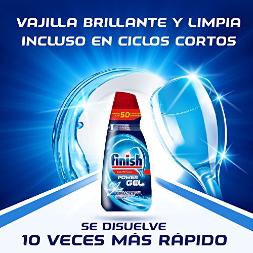 Finish All in 1 Max Power Gel Brillo&Protección, Detergente Gel para el Lavavajilla, 2 unidades - Total 70 lavados