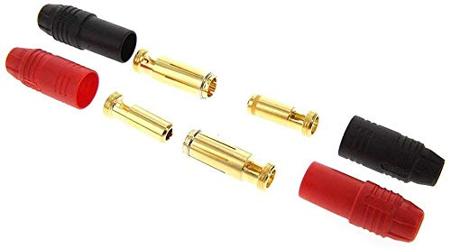 FLY RC 2 Pares Conector del Cargador de batería Anti-Spark Gold Bullet AS150 7mm Macho y Hembra para S1000 y más [1 par Rojo + 1 par Negro] (AS150)