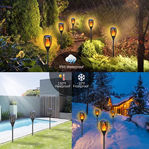 Fortand Mini Luces de llamas Jardin Solares, 12 Pack Llama Solar Luces Luz de Llama Solar de Exterior Antorcha Luces Solares Lampara, Solar Impermeables luz Solar para Exteriores con llamas Realistas