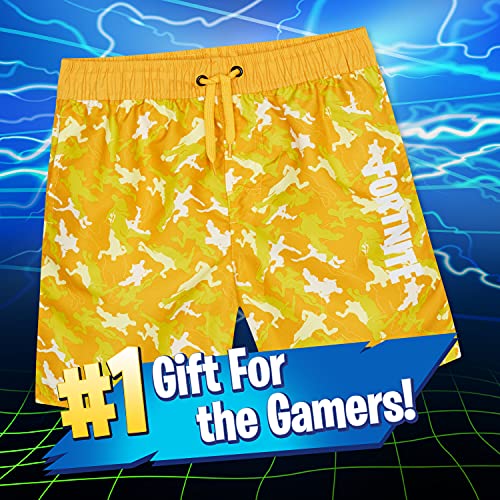 Fortnite Bañador Niño, Pantalones Cortos Niño con Estampado Camuflaje, Bermudas Niño para Playa Piscina, Bañadores Niño de Secado Rapido, Regalos para Niños y Adolescentes (11-12 Anni, Amarillo)