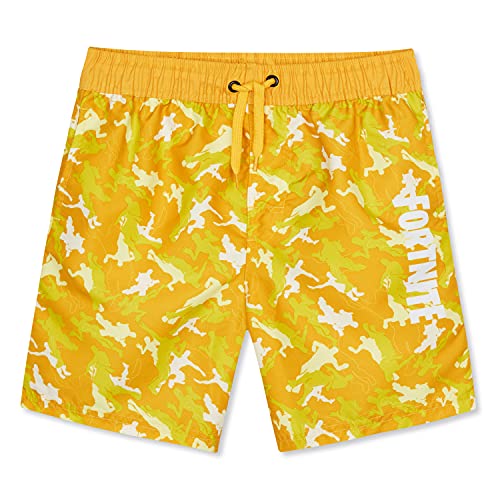 Fortnite Bañador Niño, Pantalones Cortos Niño con Estampado Camuflaje, Bermudas Niño para Playa Piscina, Bañadores Niño de Secado Rapido, Regalos para Niños y Adolescentes (11-12 Anni, Amarillo)