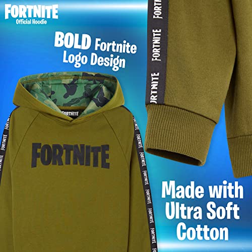 Fortnite Sudadera Niño, Ropa para Niño De Videojuego, Sudadera con Capucha para Niños, Gamer Regalos 7-15 Años (7-8 años, Caqui)