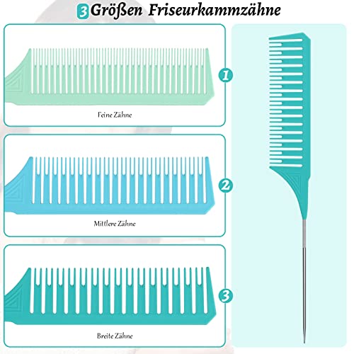 Frdun Peine de mechas para el pelo, 3 tamaños, peine de cola para peluquería, profesional, antiestático, para moldear y teñir, para hombres y mujeres (A)