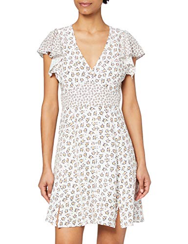 French Connection Aura Drape VNCK Dress W/Splits Vestido Informal, Summer White Multi, 44 para Mujer