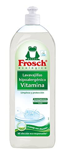 Frosch - Lavavajillas a Mano Líquido Vitaminas Ecológico, Libre de Colorantes y Perfumes, Apto para Pieles Sensibles, Hipoalergénico - Pack de 10 Unidades x 750 ml