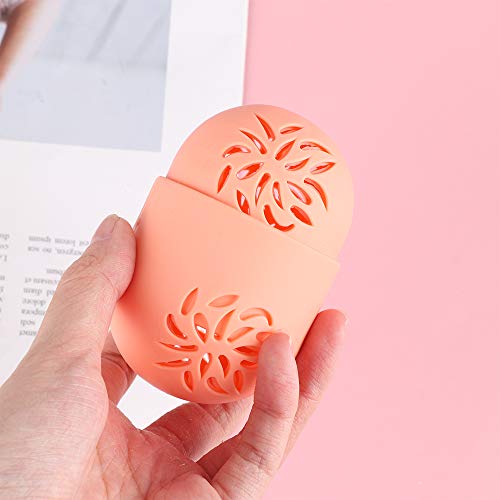 Funda de silicona Beauty Pad Accesorios de maquillaje Huevo Stand Cosmético Puff Polvo Soplo Secado Titular de Maquillaje Esponja Almacenamiento (naranja)