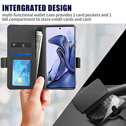 Funda para Xiaomi Mi 11T/Mi 11T Pro 5G, TuFun Premium Flip Folio Carcasa Soporte Plegable con Cierre Magnético y Ranuras para Tarjetas Carcasa Tarjetas Protección - Negro