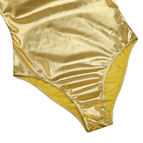 furein Maillot de Danza Ballet Gimnasia Leotardo Body Clásico Brillante Elástico para Niñas de Manga Larga Cuello Redondo (2 años, Oro)