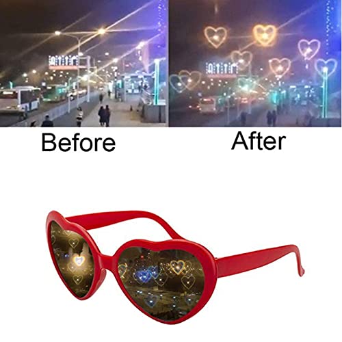 Gafas con efecto de corazón Gafas Luz Efecto Especial Gafas Fiesta Con Gafas Neón Marco de gafas de corazón Gafas de corazón 3d Gafas con Efecto Corazón Gafas de sol con forma de corazón 2 Piezas