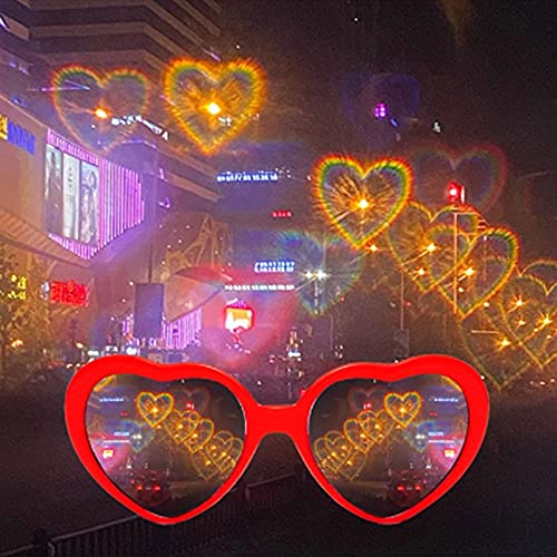 Gafas con efecto de corazón Gafas Luz Efecto Especial Gafas Fiesta Con Gafas Neón Marco de gafas de corazón Gafas de corazón 3d Gafas con Efecto Corazón Gafas de sol con forma de corazón 2 Piezas