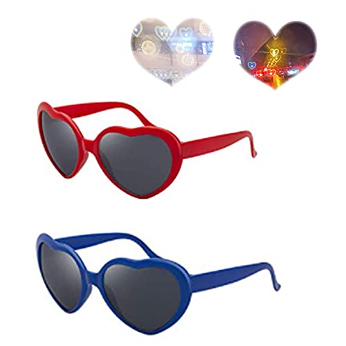 Gafas con efecto de corazón Gafas Luz Efecto Especial Gafas Fiesta Con Gafas Neón Marco de gafas de corazón Gafas de corazón 3d Gafas con Efecto Corazón Gafas de sol con forma de corazón 2 Piezas