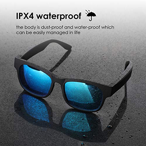 Gafas de sol inteligentes de audio polarizadas UV400 con oído abierto Bluetooth, para escuchar música, hacer llamadas de teléfono (A12Pro-Azul)