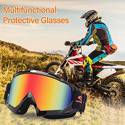 Galatée Motocross Vidrios a Prueba de Viento UV Goggle para Esquí, Patinaje, Escalada, Camping, Carreras, Gafas para el Polvo, Resistentes al Viento (Lente color - marco negro)