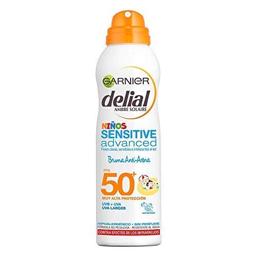 Garnier Delial Kit de Protección Solar Niños: Spray IP50+ y Bruma Solar Anti Arena IP50+ - Spray 300 ml, Bruma Solar 200 ml