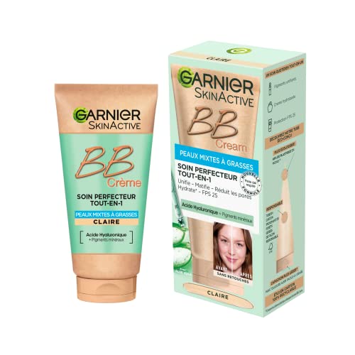 Garnier - SkinActive - BB Crème - Soin miracle perfecteur 5-en-1 - Peaux Mixtes à Grasses - Teinte Claire, 50 ml