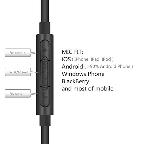 Geekria QuickFit Cable estéreo de 3,5 mm para Auriculares V-Moda Crossfade LP, Crossfade 2, LP2, LP, M-100, M-80, Koss ProDj200, Cable de Audio de Repuesto con micrófono y Control de Volumen (1.5m)