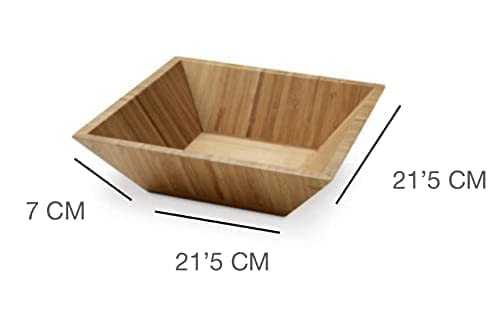 Genérico Ensaladera de Madera Bambú con Cubiertos de Regalo!! Frutero de Madera o Bol para Palomitas o Aperitivos Cuenco Decorativo de Diseño Ideal para Decorar su Hogar Capacidad de 1200ML.