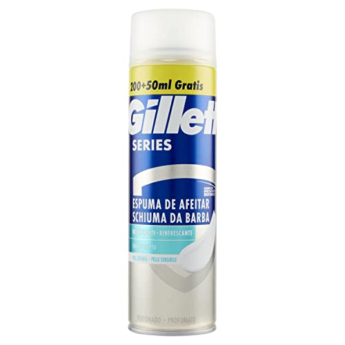 Gillette Series Espuma De Afeitar Refrescante Con Eucalipto Para Hombre, Piel Sensible, Protección Total Ante La Irritación, Ayuda A Proteger Contra Cortes, Ardor, Escozor y Enrojecimiento 250ml