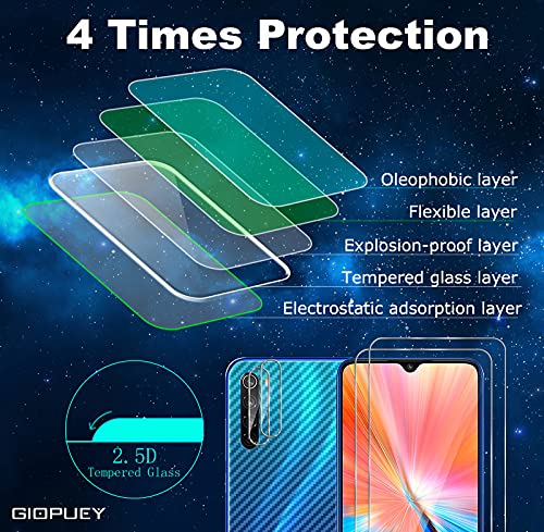 GIOPUEY [2+2+2 Pack Cristal Templado&Protector Cámara&Protector Trasero Compatible con Xiaomi Redmi Note 8 2021 [Amistoso con Funda] Anti Rrayas&Deslizante (Transparente)