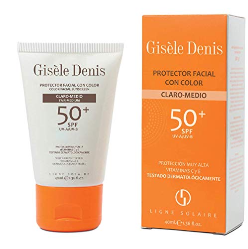 Gisèle Denis - Protector Facial con Color FPS50+, Crema, Cuidado Facial y Solar, Tono Claro-Medio, 40 ml