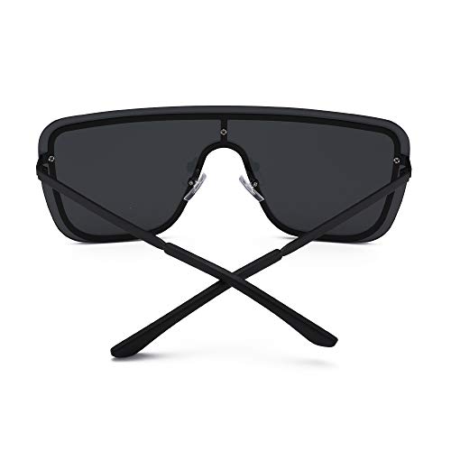 GLINDAR Gafas de Sol de Protección de Gran Tamaño Para Mujeres y Hombres Gafas Sin Montura con Parte Superior Plana Gris