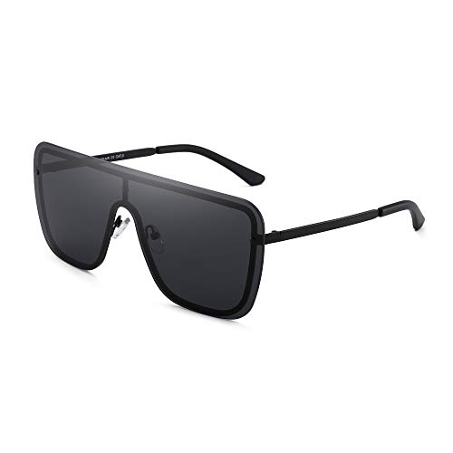 GLINDAR Gafas de Sol de Protección de Gran Tamaño Para Mujeres y Hombres Gafas Sin Montura con Parte Superior Plana Gris