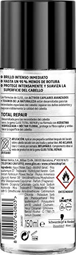 Gliss - Mascarilla para pelo seco con Keratina Hidrolizada - Extra-Brillo Total Repair - 6uds de 150ml (900ml) – Gama reparación- Con o sin aclarado