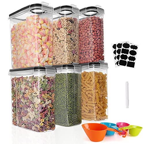 GoMaihe Botes Cocina, 6×2.5L Piezas de Recipiente de Botes Cocina Almacenaje de Plástico de Alimentos Sellados con Tapa, Se Utiliza para Almacenar Cereales Arroz, Harina, Etc