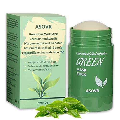 Green Mask Stick Anti-acné, 100% Extracto de té Verde y Varios Extractos de Plantas, Blanquea y Elimina Puntos Negros Green Tea Cleansing Mask, Absorbe Aceite de Poros y Suciedad Mascarillas Faciales