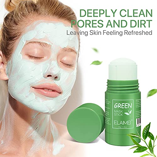 Green Tea Mask Stick for Face, Blackhead Remover Green Tea Purifying Clay Stick Mask, Mascarilla facial de limpieza profunda con control de aceite, control de aceite anti-acné y poros limpios para